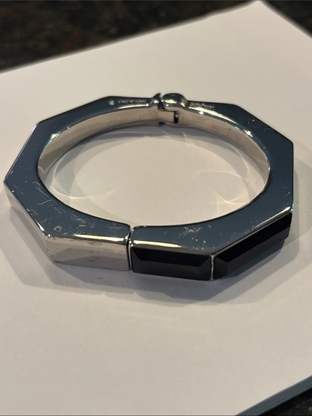 Vita Fede Silver Octagonal Bracelet with Black Inlay